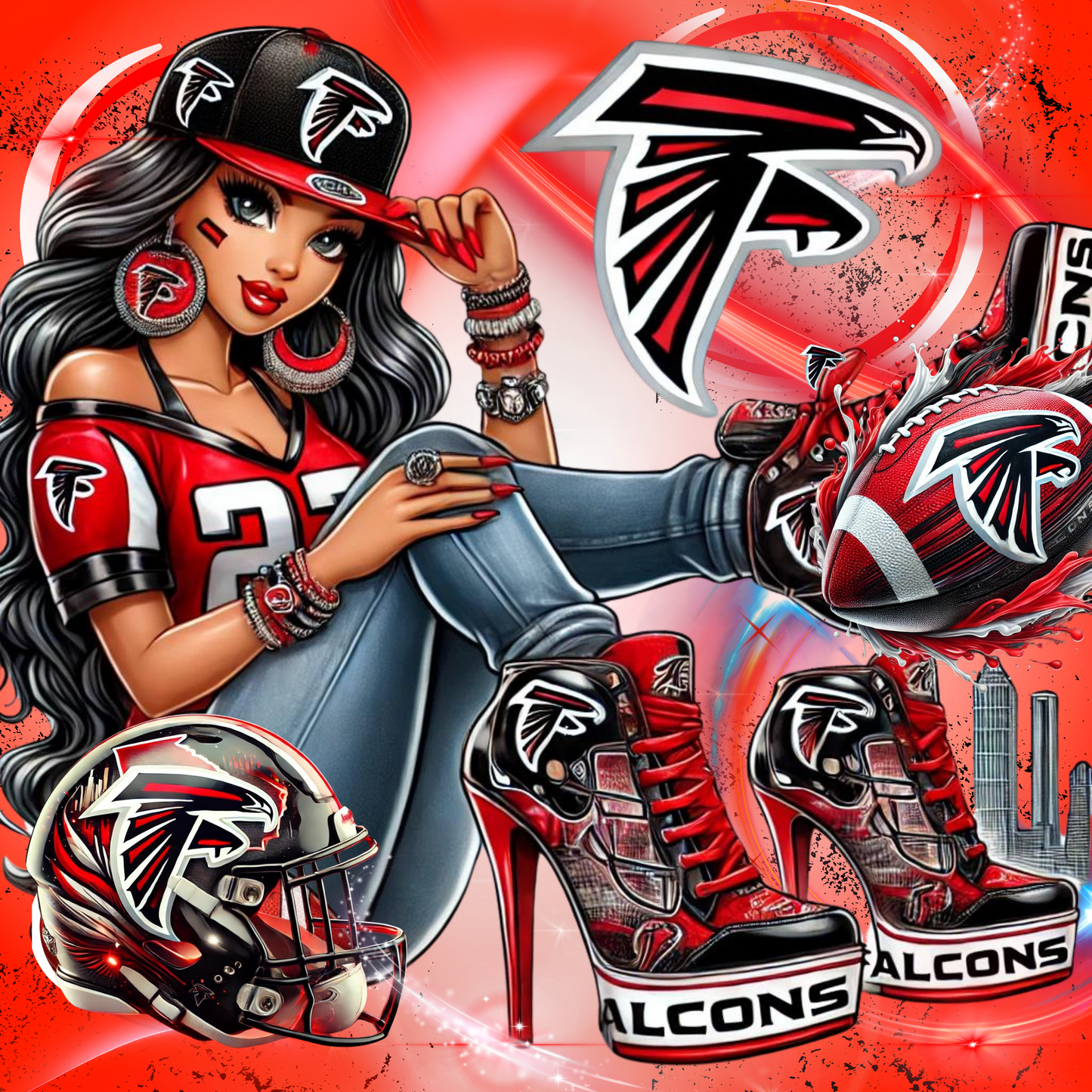 ATL Falcons High Heel 2 Editable Design