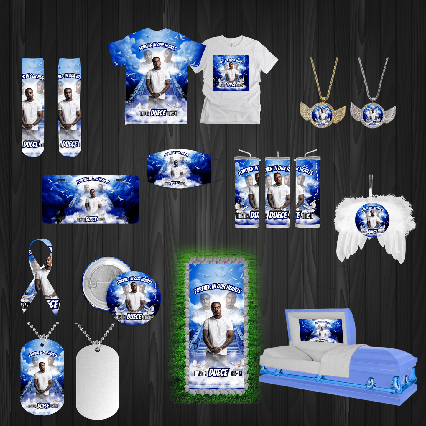 Blue Memorial Product Mockups Editable