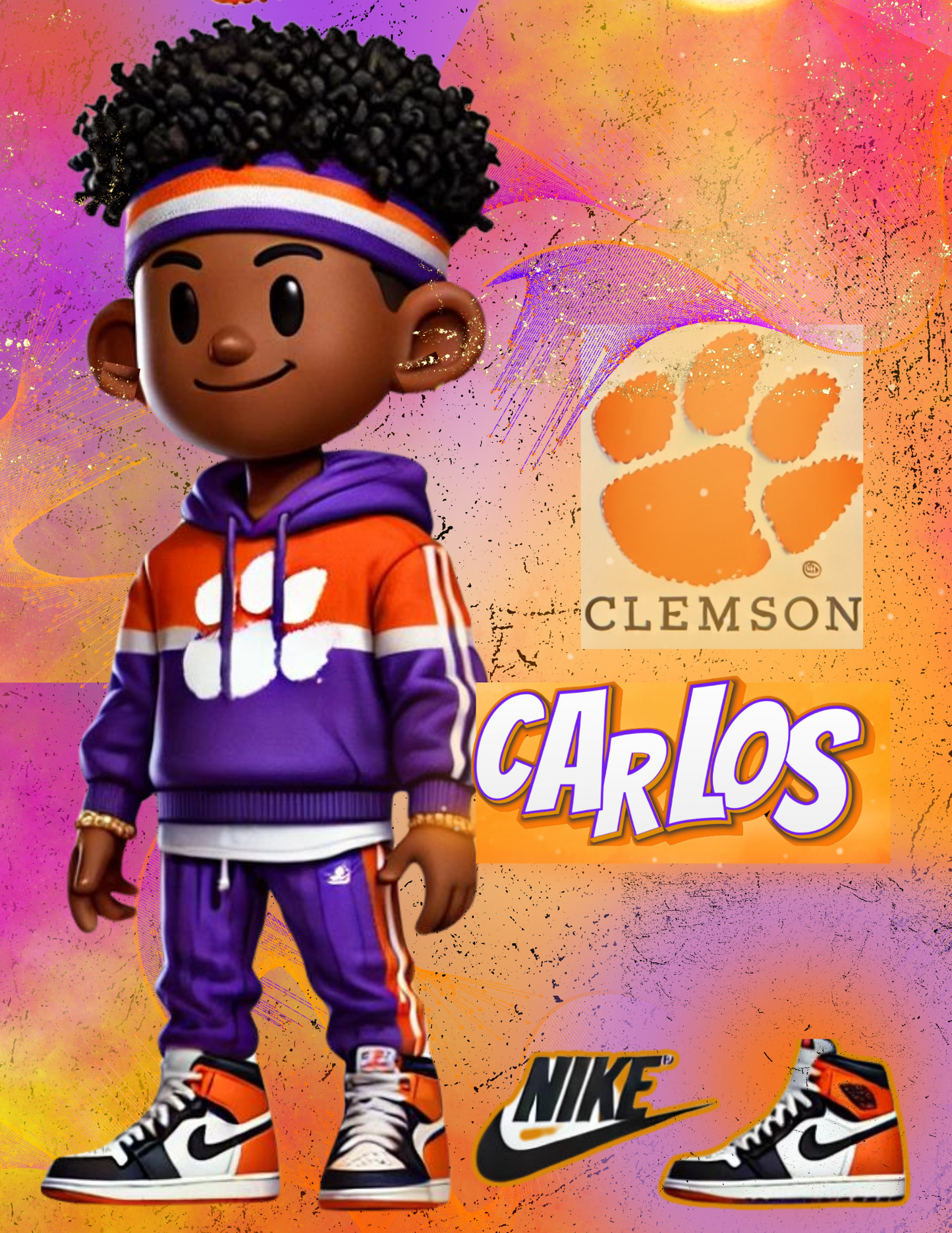 Editable Boys Clemson Orange Back to School design