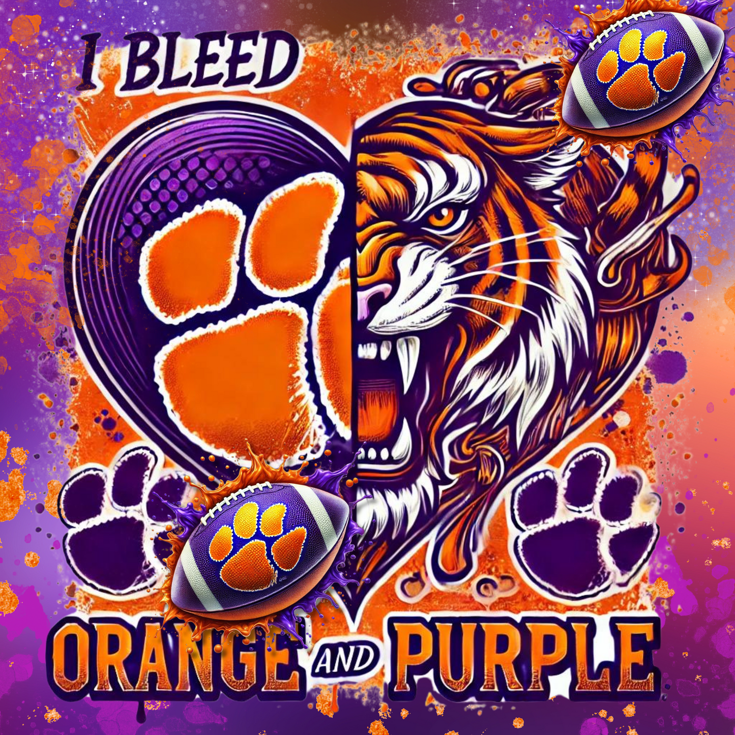 Clemson Bleed Orange and Purple Editable design