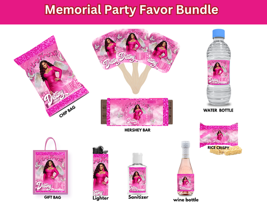 Editable Pink Memorial Party Favor Bundle