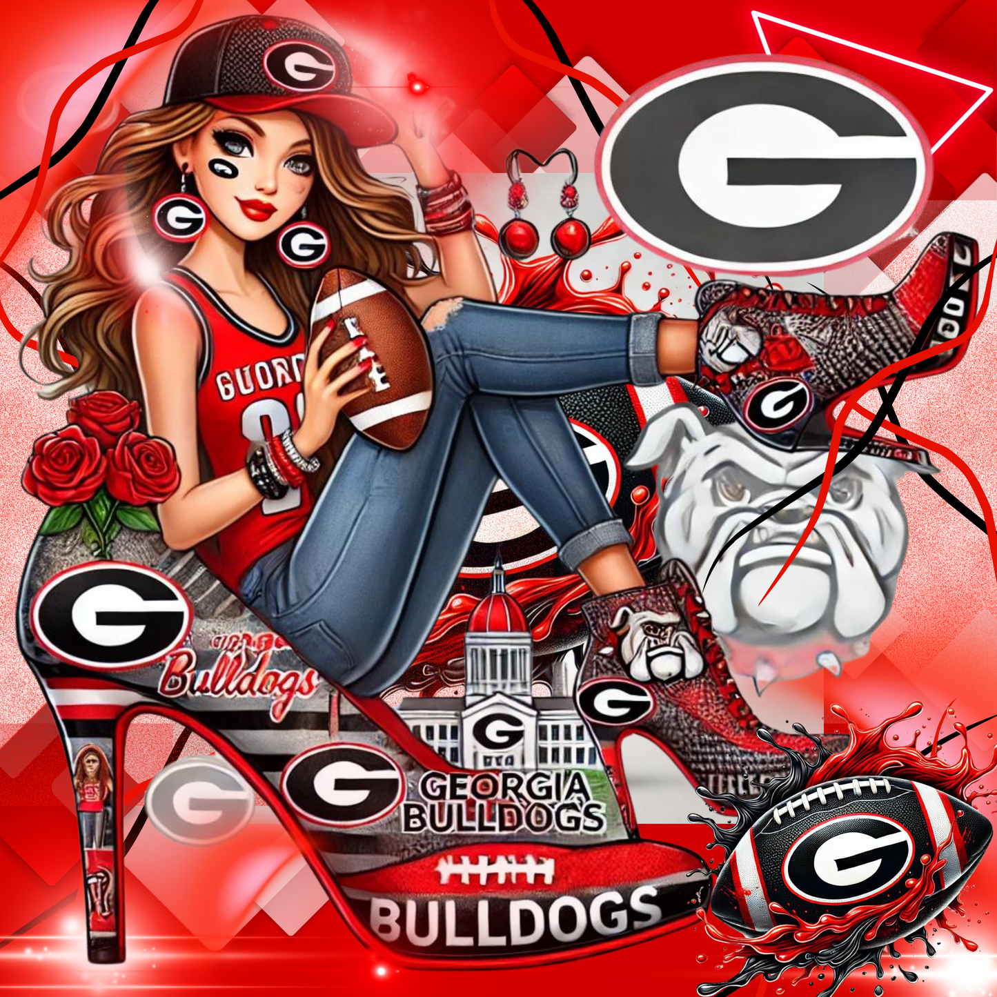 UGA Georgia High Heel Editable Design