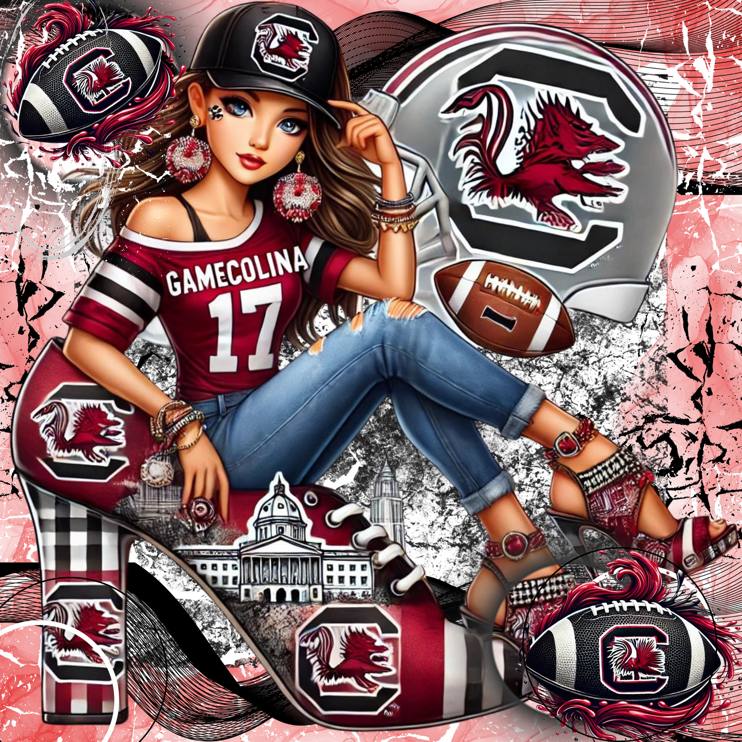 USC Gamecocks High Heel Editable Design